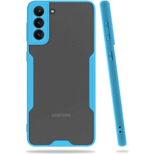 Mobaxaksesuar Samsung Galaxy S21 Plus Kılıf Kenar Renkli Kamera Korumalı Mat Kapak Mavi