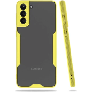Mobaxaksesuar Samsung Galaxy S21 Plus Kılıf Kenar Renkli Kamera Korumalı Mat Kapak Sarı