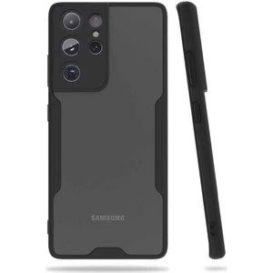 Mobaxaksesuar Samsung Galaxy S21 Ultra Kılıf Kenar Renkli Kamera Korumalı Mat Kapak Siyah