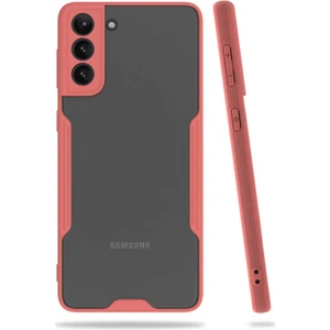 Mobaxaksesuar Samsung Galaxy S21 Kılıf Kenar Renkli Kamera Korumalı Mat Kapak Pembe