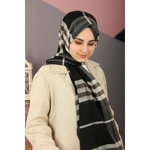 Siyah Krem Ekose Desen  Şal