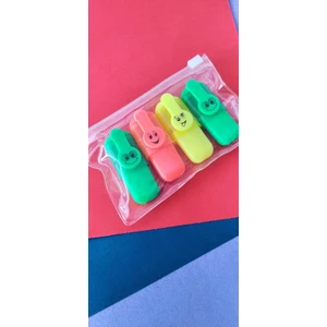 Mini Emojili Fosforlu Kalem Seti Karışık Renk 4^lü