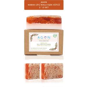 %100 El Yapımı Doğal Kabak Lifli Ballı Eşek Sütü Sabunu 2'li Set 240 gr