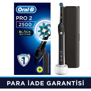 Pro 2500 Şarj Edilebilir Diş Fırçası Cross Action Siyah + Seyahat Kabı