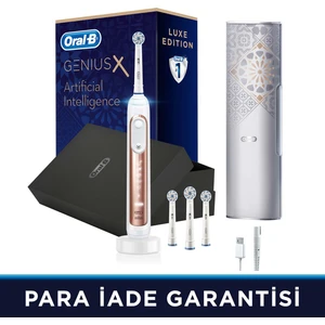 Genius X AI Luxury RoseGold Şarj Edilebilir Diş Fırçası + Seyahat Kabı