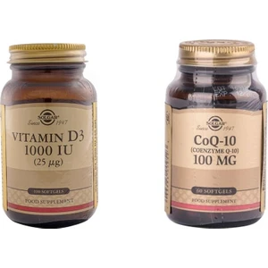 Vitamin D3 1000 Iu 100 Kapsül + Solgar Coenzyme Q-10 100 Mg 60 Kapsül