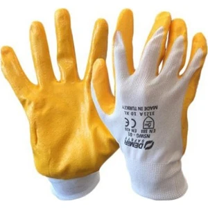 Safety Nitril Eldiven Sarı Beyaz No:10