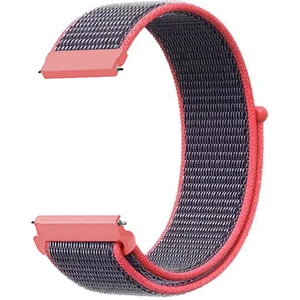 Samsung Galaxy Watch 3 41MM Hasırlı Kordon Woven Sport Loop Koyu Pembe