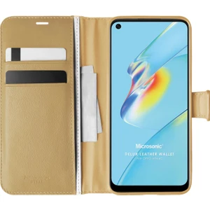 Oppo A54 4g Kılıf Delux Leather Wallet Gold