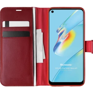 Oppo A54 4g Kılıf Delux Leather Wallet Kırmızı