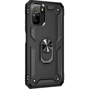 Xiaomi Redmi Note 10S Kılıf Military Ring Holder Siyah