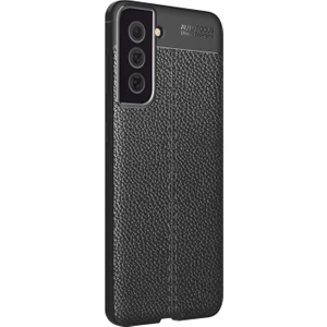 Samsung Galaxy S21 Fe Kılıf Deri Dokulu Silikon Siyah