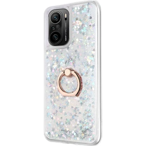 Xiaomi Redmi K40 Kılıf Glitter Liquid Holder Gümüş