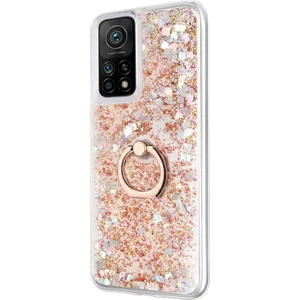 Xiaomi Mi 10T Kılıf Glitter Liquid Holder Gold