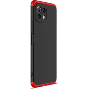 Xiaomi Mi 11 Lite Kılıf Double Dip 360 Protective Siyah Kırmızı