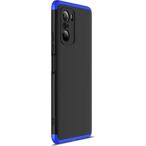 Xiaomi Redmi K40 Kılıf Double Dip 360 Protective Siyah Mavi