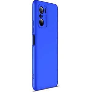 Xiaomi Redmi K40 Kılıf Double Dip 360 Protective Mavi