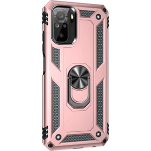 Xiaomi Redmi Note 10 Kılıf Military Ring Holder Rose Gold