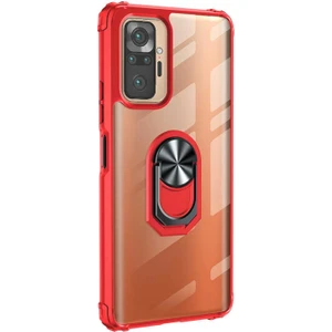 Xiaomi Redmi Note 10 Pro Kılıf Grande Clear Ring Holder Kırmızı