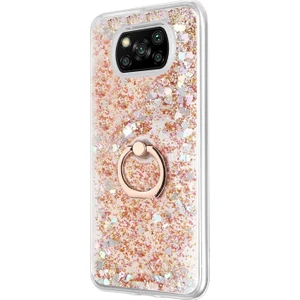 Xiaomi Poco X3 Nfc Kılıf Glitter Liquid Holder Gold
