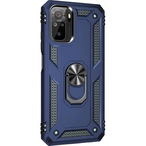 Xiaomi Redmi Note 10S Kılıf Military Ring Holder Lacivert