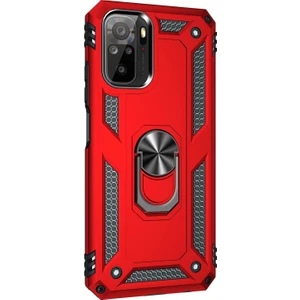 Xiaomi Redmi Note 10 Kılıf Military Ring Holder Kırmızı