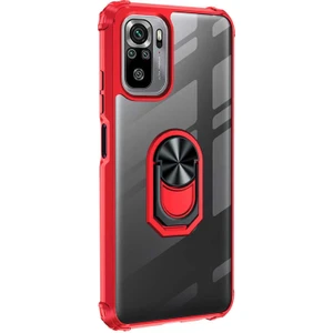 Xiaomi Redmi Note 10 Kılıf Grande Clear Ring Holder Kırmızı