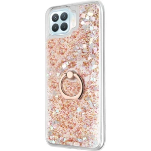 Oppo Reno 4 Lite Kılıf Glitter Liquid Holder Gold