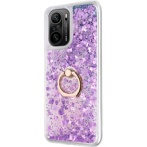 Xiaomi Poco F3 Kılıf Glitter Liquid Holder Mor