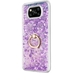 Xiaomi Poco X3 Nfc Kılıf Glitter Liquid Holder Mor