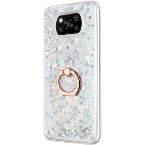 Xiaomi Poco X3 Pro Kılıf Glitter Liquid Holder Gümüş