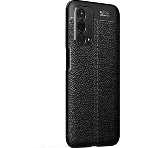 Oppo A74 4g Kılıf Deri Dokulu Silikon Siyah