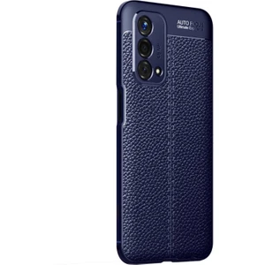 Oppo A74 4g Kılıf Deri Dokulu Silikon Lacivert