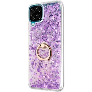 Samsung Galaxy A12 Kılıf Glitter Liquid Holder Mor