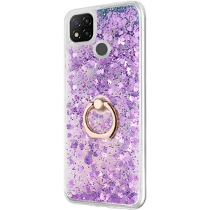 Xiaomi Redmi 9c Kılıf Glitter Liquid Holder Mor