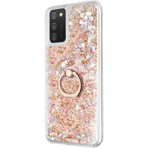 Samsung Galaxy A02S Kılıf Glitter Liquid Holder Gold