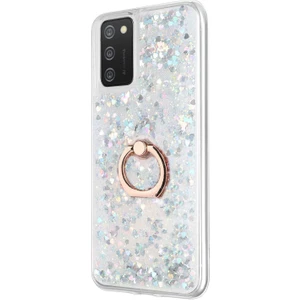 Samsung Galaxy A02S Kılıf Glitter Liquid Holder Gümüş