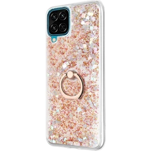 Samsung Galaxy A12 Kılıf Glitter Liquid Holder Gold
