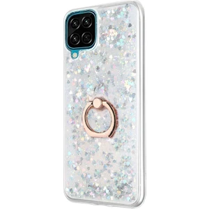 Samsung Galaxy A12 Kılıf Glitter Liquid Holder Gümüş