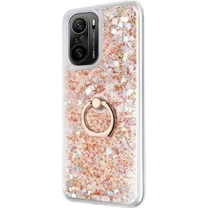Xiaomi Redmi K40 Kılıf Glitter Liquid Holder Gold