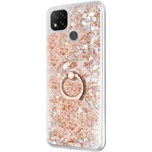 Xiaomi Redmi 9c Kılıf Glitter Liquid Holder Gold