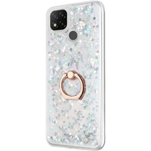 Xiaomi Redmi 9c Kılıf Glitter Liquid Holder Gümüş