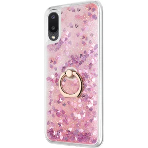 Samsung Galaxy A02 Kılıf Glitter Liquid Holder Pembe