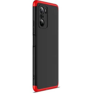 Xiaomi Redmi K40 Kılıf Double Dip 360 Protective Siyah Kırmızı