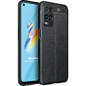 Oppo A54 4g Kılıf Deri Dokulu Silikon Siyah