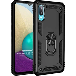 Samsung Galaxy A02 Kılıf Military Ring Holder Siyah