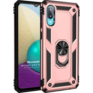 Samsung Galaxy A02 Kılıf Military Ring Holder Rose Gold