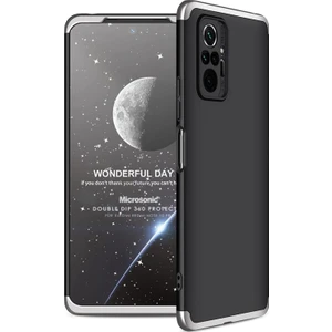 Xiaomi Redmi Note 10 Pro Kılıf Double Dip 360 Protective Siyah Gri
