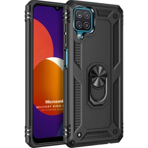 Samsung Galaxy M12 Kılıf Military Ring Holder Siyah