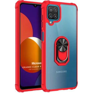 Samsung Galaxy M12 Kılıf Grande Clear Ring Holder Kırmızı